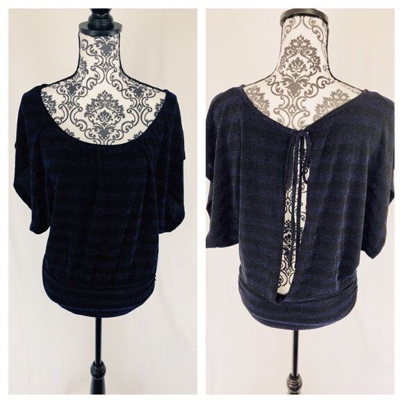 Express Glitter Open Back Dolman Scoop Neck Top - Picture 1 of 8